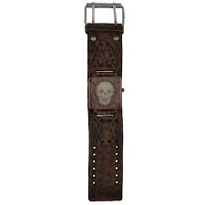 Cross Bones Skull Copper Watch with Double X Distressed Dark Brown Lea – Nemesis