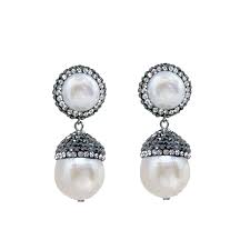 Pearl Drop Earrings with Hematite accents | Theia Jewelry ...