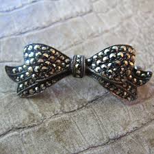 Marcasite Sterling Silver Bow Brooch Pin, Unmarked Sterling, Antique to Older Vintage Marcasite Fine Jewelry Deco Style Small Silver Bow Pin - Etsy
