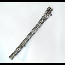 Vintage Sterling Silver Marcasite Bracelet. For Sale at Ruby ...