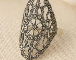 Vintage Style Sterling Silver Filigree Ring With Marcasite ...