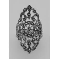 Marcasite Ring - Filigree Design - Sterling Silver - R-600