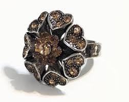 Vintage Old Faceted Black Marcasite With Sparkling Crystals ...