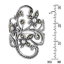 Beautiful Marcasite Flower Vine .925 Silver Ring-8 | eBay