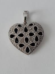 Vintage 925 Sterling Silver TU Star Openwork Heart Pendant 1"×.75" | eBay