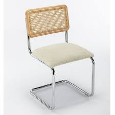 Hayward Cane Back Boucle Side Chair (Set Of 2) Chrome Frame / White Boucle Seat - Walmart.com