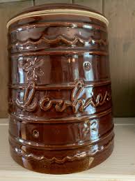 Vintage Marcrest Stoneware 9” Brown Cookie Jar - Daisy Dot W ...