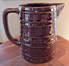 Vintage Mar-crest Stoneware 32 Oz Brown Glazed Pitcher Daisy ...