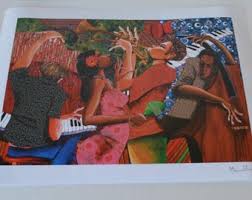 Marcus Glenn "keys to the Soul (red)" Art Lithograph With ...