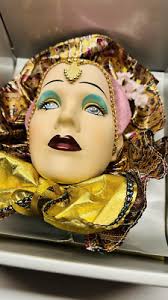 Vintage Hand Painted Porcelain Lady Face Mask Wall Hanging ...