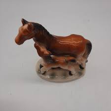 Mid century ceramic horse mare colt figurine equestrian cottage core country | eBay