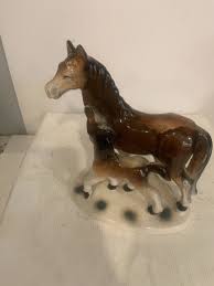 Vntg Horse Figurine Mare & Foal Porcelain Japan 1960's Beautiful Details RARE | eBay