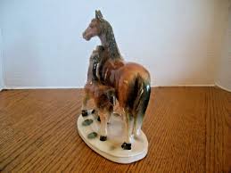 VINTAGE HORSE & FOAL PORCELAIN FIGURINE STATUE ~ Nicely Detailed ~ Japan ~ 7" T | eBay