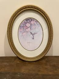 Vintage Oval Gold Framed Hummingbird Margie Morrow Print ...