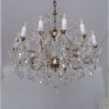 Antique looking 8 flames Maria Thersa chandelier with brown stained metal parts | Bohemian glass