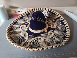Vtg Mexican Sombrero Mariachi Hat Sequined Embroidered Blue ...