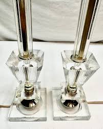 Vintage MCM Clear Glass/acrylic Stick Lamps-vanity,dresser ...
