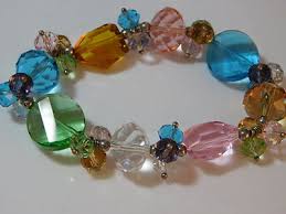 Chunky Multicolor Faceted Crystal Bead Charm Dangle Stretchy ...