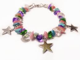 Colorful Pastel Star Charm Gemstone Bracelet Silver Purple ...