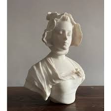 Grazile Girl Sculpture in Alabaster, 1800s | Chairish