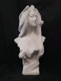 Art Nouveau White Marble Bust of a Young Woman | eBay