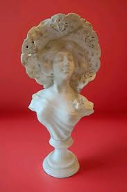 Antique Alabaster Bust Beautiful Woman in Bonnet Hand Carved ...