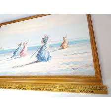 1900s Ladies on the Beach Signed Thomas Orig Oil Painting ...