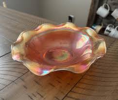 Vintage Marigold Carnival Depression Glass Bowl IRRIDESCENT ~9.75" Diameter - Etsy