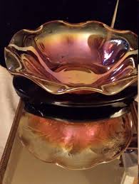 Federal Glass Normandie Round Bowl, Depression Glass, Marigold Carnival Glass, Iridescent Beautiful Ruffled Edge, Centerpiece, Vintage - Etsy Australia