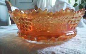Northwood Carnival Glass Bowl, Marigold Color With Some Beautiful Pink Rose Iridescence, Grapes and Cord Pattern, Made Between 1908-1915. - Etsy