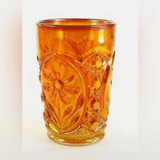 Kitchen | Vintage Marigold Or Rubigold Imperial Carnival Glass 9oz Tumbler Flower Design | Poshmark