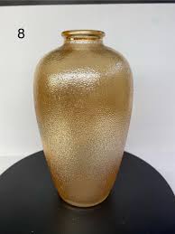 Vintage CARNIVAL GLASS VASE. 7½" Tall Frogskin MARIGOLD AMBER GOLD Iridescent | eBay