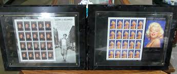 Lot - 3-Postage Stamp Plaques -Monroe,Dean &Bogart