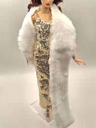 Gold Sequin Gown and Faux Fur Shawl: Handmade Doll Evening ...