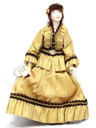 Miniature Porcelain Doll in a Yellow Dress by Clara Cribb ...