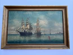 ANTIQUE NAUTICAL PAINTING WILLIAM HASKELL COFFIN SHIPS NY MARITIME AMERICAN | eBay
