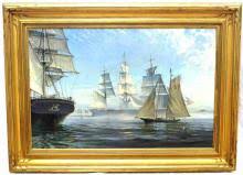 Sold at Auction: Robert Back, ROBERT BACK ORIGINAL NAVAL MARITIME OIL PAINTING