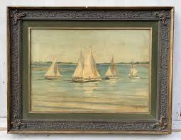 Paul Bernard Morchain - Paul Morchia (French painter) - 20th century sea landscape painting - Sailboats at 1stDibs | মরচুয়ারী