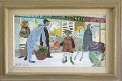 Unknown - Mid Century Modern Expressive Figurative Oil Painting - Reading by the Mirror For Sale at 1stDibs