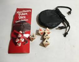 Vintage Marlboro Poker Dice Set. Five Octantal Shaped Dice ...