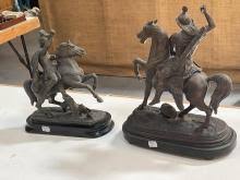 Sold at Auction: Two antique spelter figures of warriors on ...