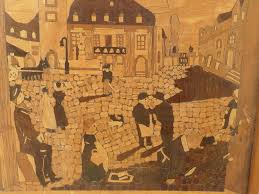 Weilburg. Marktplatz von der Bogengasse. Schöne filigrane Intarsien-Arbeit-55x41 | eBay