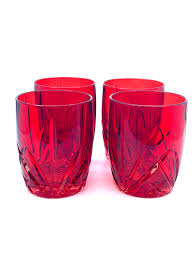 Set of 4 Waterford Crystal Marquis Brookside Red Low Ball Barware Glasses - Etsy Australia