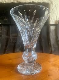 Vintage Crystal Footed Vase - Etsy