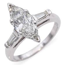 Vintage 14k White Gold Marquise Diamond Engagement Ring For Sale at 1stDibs