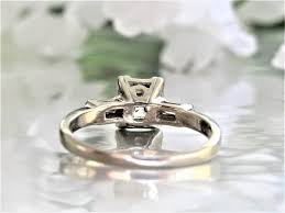 Art Deco Engagement Ring Emerald Cut Engagement Ring 0.58ctw Diamond Vintage Engagement Ring 14K White Gold Baguette Diamond Wedding Ring - Etsy