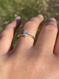 Marquise Cut Natural Diamond Engagement Ring in Yellow Gold | eBay