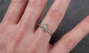 Fancy Cut Half Moon Diamond Solitaire Engagement 14k White Gold Weddin – by Angeline