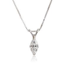 Marquise Diamond Solitaire Pendant 14K, 1/3 ct.