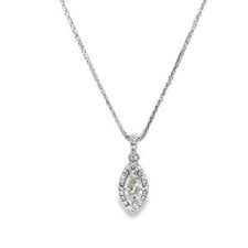 14KT White Gold Marquise Diamond Necklace | Grand Jewelers